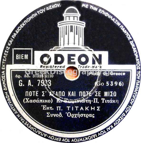 GA-7933 ΠΟΤΕ Σ ΑΓΑΠΩ ΚΑΙ ΠΟΤΕ ΣΕ ΜΙΣΩ