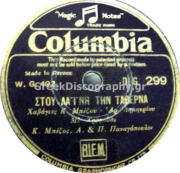 DG-0299 ΣΤΟΥ ΛΑΪΝΗ ΤΗΝ ΤΑΒΕΡΝΑ