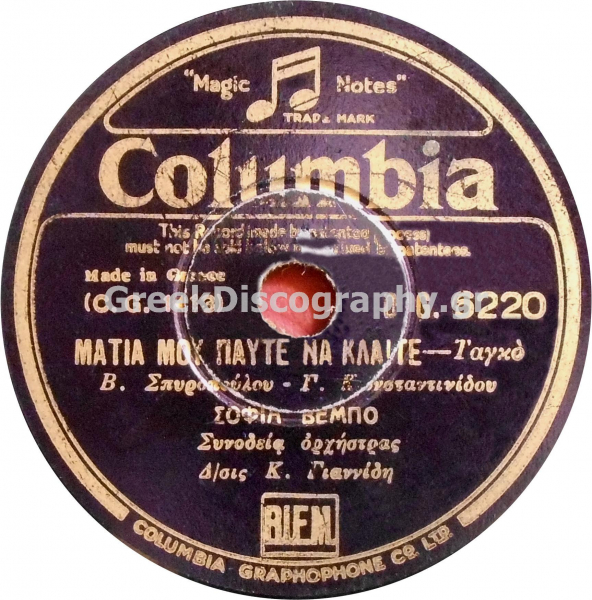 DG-6220 ΜΑΤΙΑ ΜΟΥ ΠΑΥΤΕ ΝΑ ΚΛΑΙΤΕ